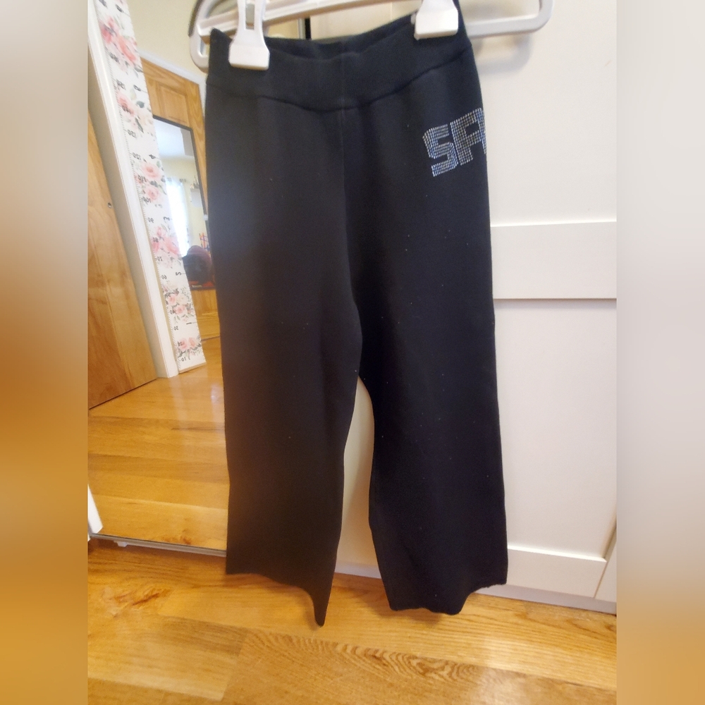 Black Sweatpants with Rhinestone Logo